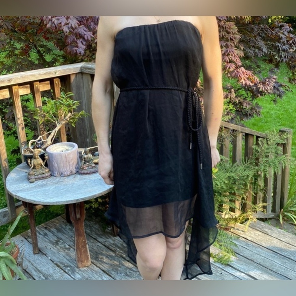 BC B Generation dress strapless size medium polyester black semi-sheer